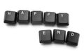 Keyboard buttons to write the ` happy end `. Isolate on white background Royalty Free Stock Photo