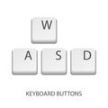 Keyboard Buttons W A S D - Vector Illustrations Isolated On White Background