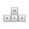 Keyboard buttons WASD keys, game control keyboard buttons. Joystick button icon. Gaming and cyber sport symbol - vector