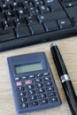 Keyboard, calculator, pencil used in office Royalty Free Stock Photo