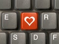 Keyboard (closeup), red key with heart