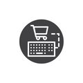 Keyboard connect shopping cart icon vector