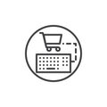 Keyboard connect shopping cart line icon