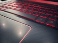 Keyboard gaming close up, Red blacklight, Computer laptop keyboard, Red dark wallpaper