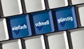 Keyboard with german words einfach schnell sicher, online banking and shopping Royalty Free Stock Photo