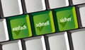 Keyboard with german words einfach schnell sicher, online banking and shopping Royalty Free Stock Photo