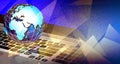 Keyboard and global Background with global marketing , Digital Abstract technology background. Java, coding. Royalty Free Stock Photo