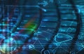 Keyboard with glowing cloud technology icons Royalty Free Stock Photo