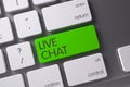 Keyboard with Green Button - Live Chat. 3D. Royalty Free Stock Photo