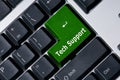 Keyboard with green key Tech Support Royalty Free Stock Photo