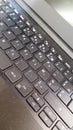 Keyboard of grey closeup laptop computer