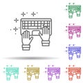 Keyboard hands multi color icon. Simple thin line, outline vector of copywriting icons for ui and ux, website or mobile