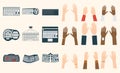 Keyboard hands vector set. Royalty Free Stock Photo