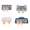 Keyboard hands vector set. Royalty Free Stock Photo