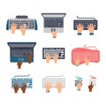 Keyboard hands vector set. Royalty Free Stock Photo