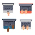 Keyboard hands vector set. Royalty Free Stock Photo