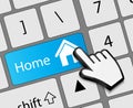 Keyboard Home button with mouse hand cursor vector