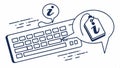 Keyboard with info tag, tech support design for online help themes vector design Generative AI
