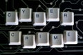 Keyboard keys form the word CYBER CRIME on black electric circuit in the background Royalty Free Stock Photo