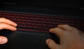 Keyboard from a laptop gaming with hands