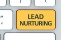 Keyboard with lead nurturing button. Computer white keyboard wit Royalty Free Stock Photo