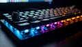 Close Up Gaming Mechanical Keyboard with Custom Keycaps Detail, Generative AI Royalty Free Stock Photo