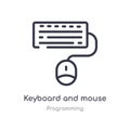 keyboard and mouse outline icon. isolated line vector illustration from programming collection. editable thin stroke keyboard and