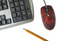 Keyboard, mouse, pencil Royalty Free Stock Photo