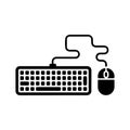 Keyboard and Mouse Solid Icon for Workstation Desk Royalty Free Stock Photo