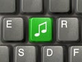 Keyboard with music key Royalty Free Stock Photo