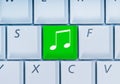 Keyboard with music key Royalty Free Stock Photo