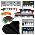 Keyboard musical instruments isolated classical melody studio acoustic shiny musician equipment and orchestra piano