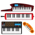 Keyboard musical instruments vector classical piano melody studio acoustic shiny musician equipment electronic sound