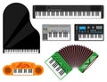 Keyboard musical instruments vector classical piano melody studio acoustic shiny musician equipment electronic sound