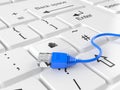 Keyboard with network socket and internet cable Royalty Free Stock Photo