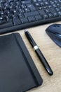 Keyboard, notebook, mouse, pencil used in office Royalty Free Stock Photo