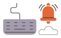 Keyboard with Notification Bell and Cloud Symbol Highlighting Connectivity and Alerts Royalty Free Stock Photo