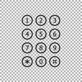 Keyboard number telephone. Keypad number icon isolated on transparent background Royalty Free Stock Photo