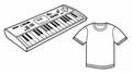 Keyboard outline vector, musical instrument and piano symbol. vector design Generative AI