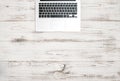 Keyboard over wooden desk. Office workspace