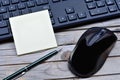 Keyboard pc with mouse and notes on table Royalty Free Stock Photo