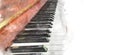 Keyboard of the piano foreground Watercolor painting background and Digital illustration brush to art. Royalty Free Stock Photo