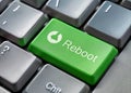 keyboard Reboot button, representing the concept of restarting, refreshing, and rebooting systems in technology and personal