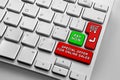 Keyboard with red and green online shopping theme buttons and magnifying glass Royalty Free Stock Photo