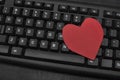 Keyboard and red heart. Online dating concept. Internet dating. Text relationship
