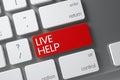 Keyboard with Red Key - Live Help. 3D Illustration. Royalty Free Stock Photo