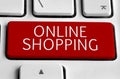 Keyboard with red online shopping theme buttons Royalty Free Stock Photo