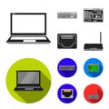 Keyboard, router, motherboard and connector. Personal computer set collection icons in black,flat style vector symbol Royalty Free Stock Photo