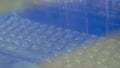 Keyboard of rugged laptop computer during water resistance test - close up