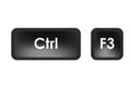 Keyboard shortcut with control and F3 button